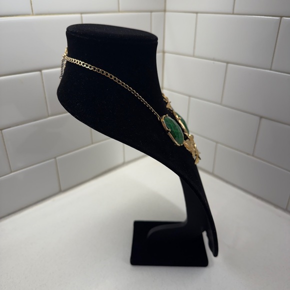 Amrita Singh Green and Gold Tone Leaf Necklace - Picture 3 of 9